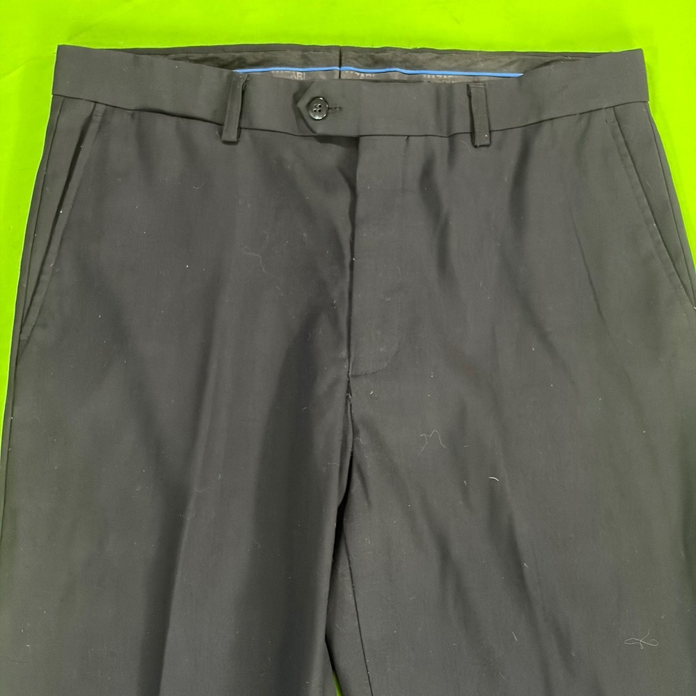 Mazari Dress Pants Mens 36/30 Black Flat Front Classic Fit Business Work Formal